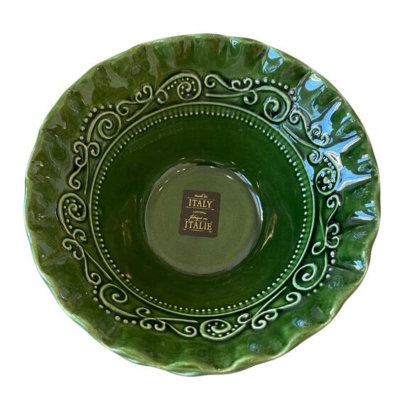 (2)  Maioliche Jessica Made in Italy Salad Bowls 7" Christmas Holiday Green NEW - Picture 11 of 15